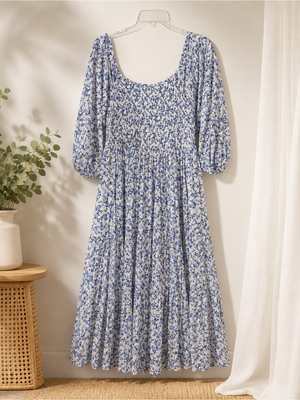 torrid Blue Ditsy Floral Smocked Maxi Dress